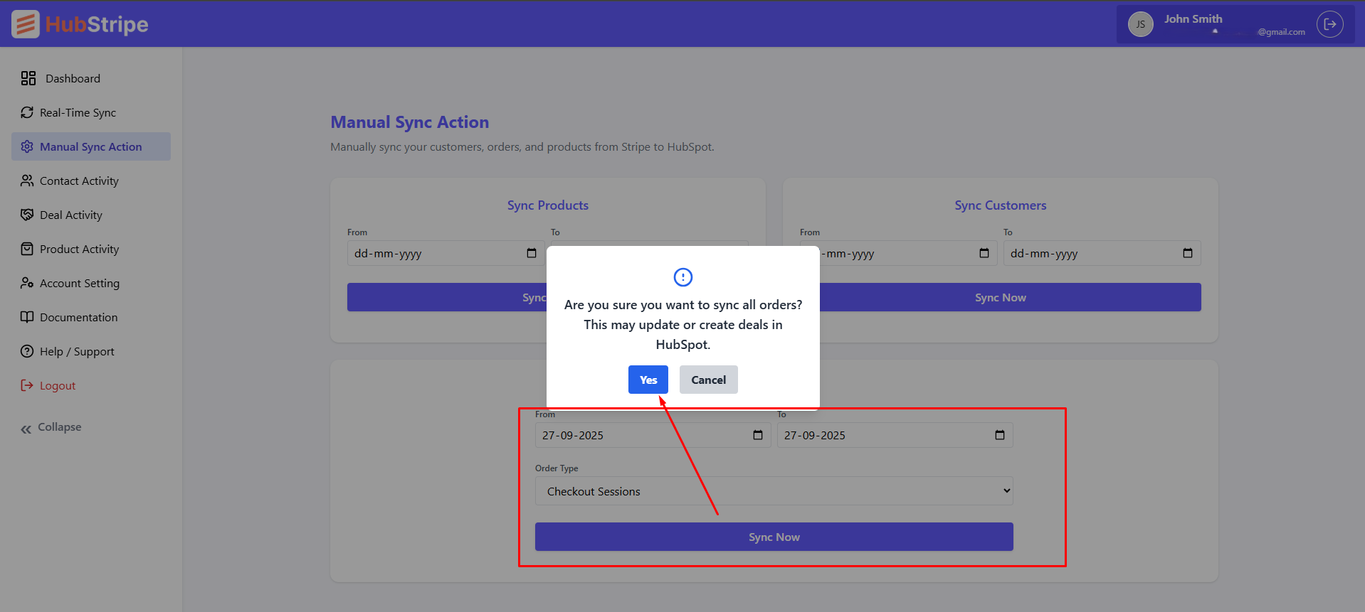 Manual sync deals